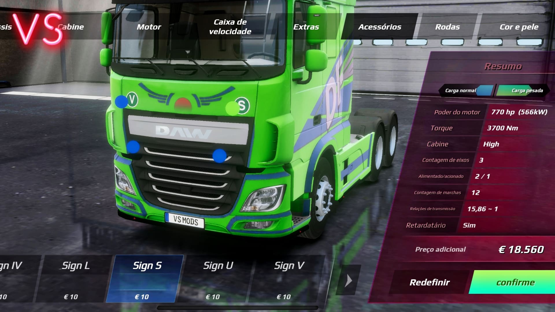 Personalizando meu caminhão no Truckers of Europe 3 Android