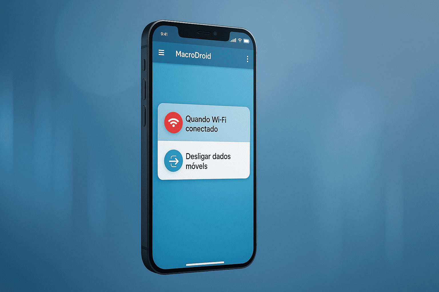 MacroDroid configurando automações no celular com interface técnica visível