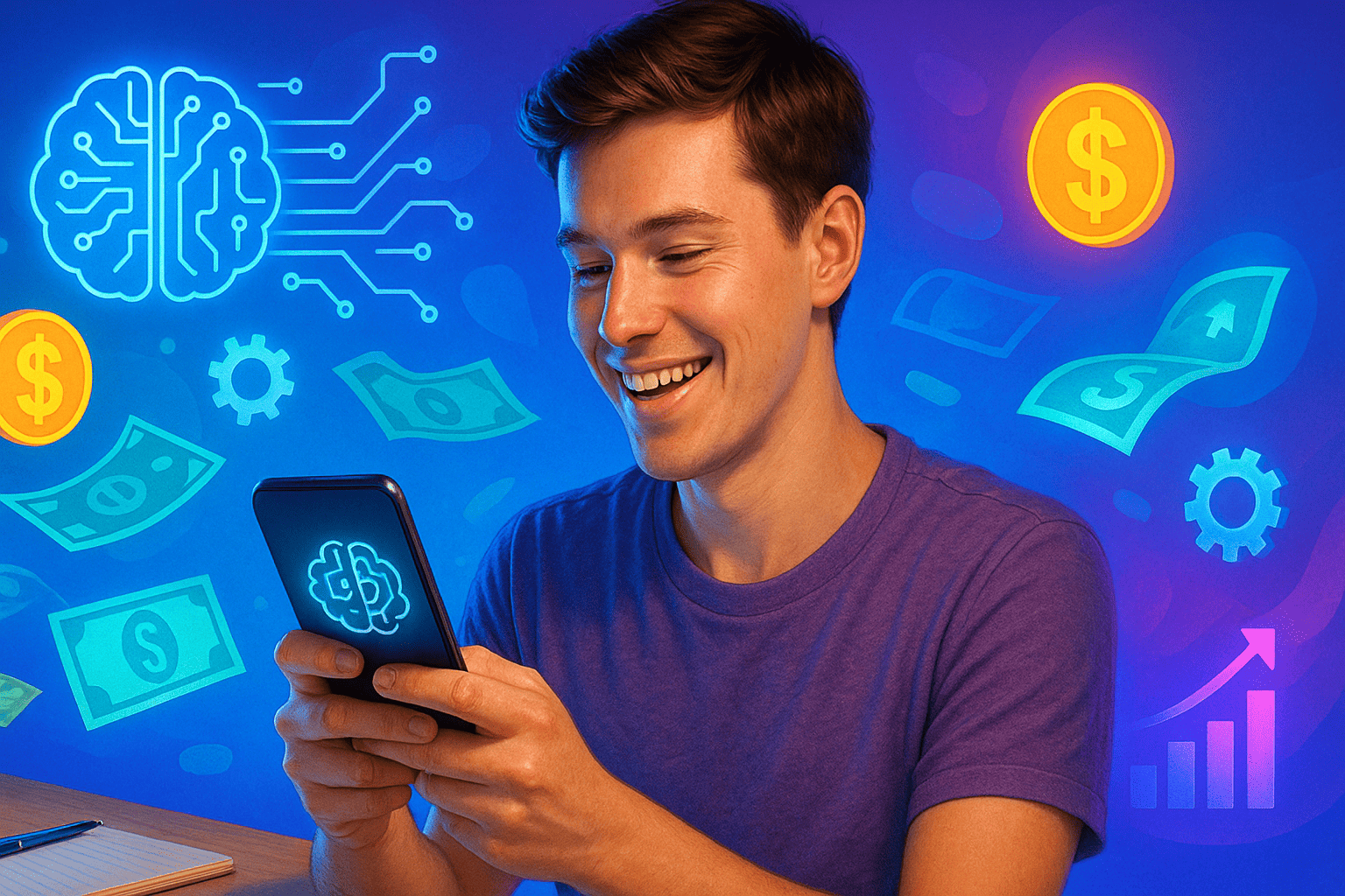 Usando IA no celular para ganhar dinheiro em casa