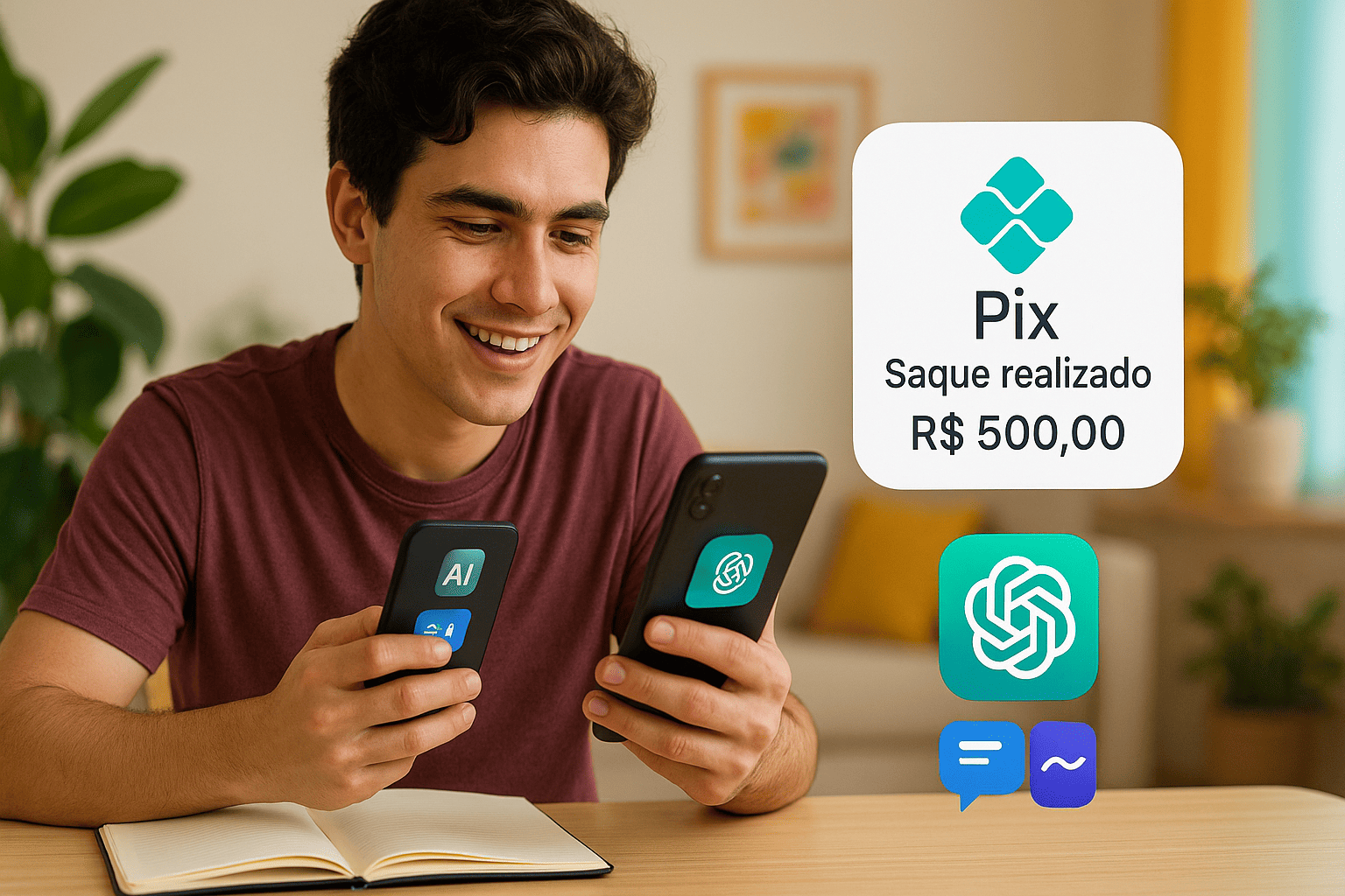 Usando IA no celular para ganhar dinheiro em casa