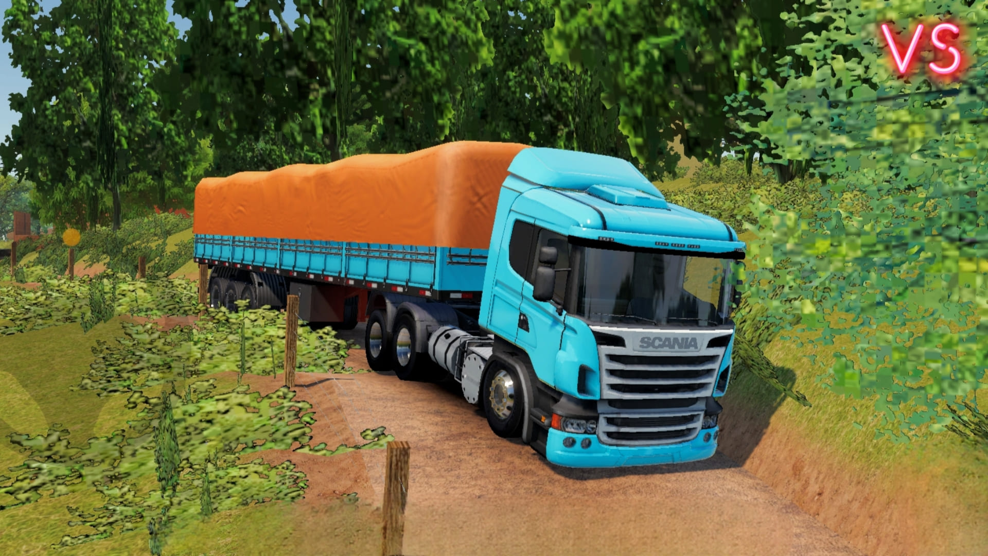 Descendo estrada de terra perigosa de Scania