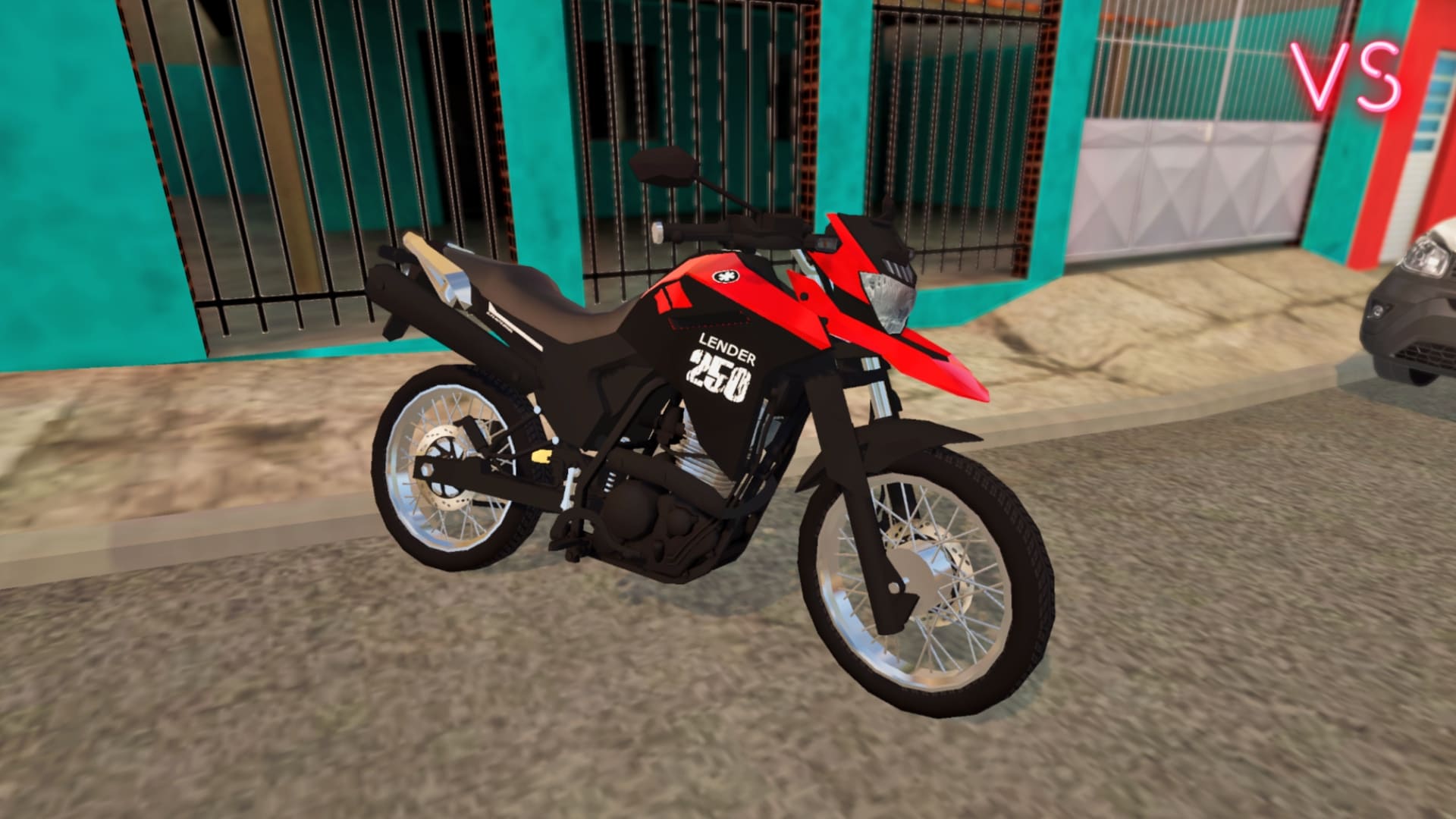 LANDER VERMELHA ESTACIONADA