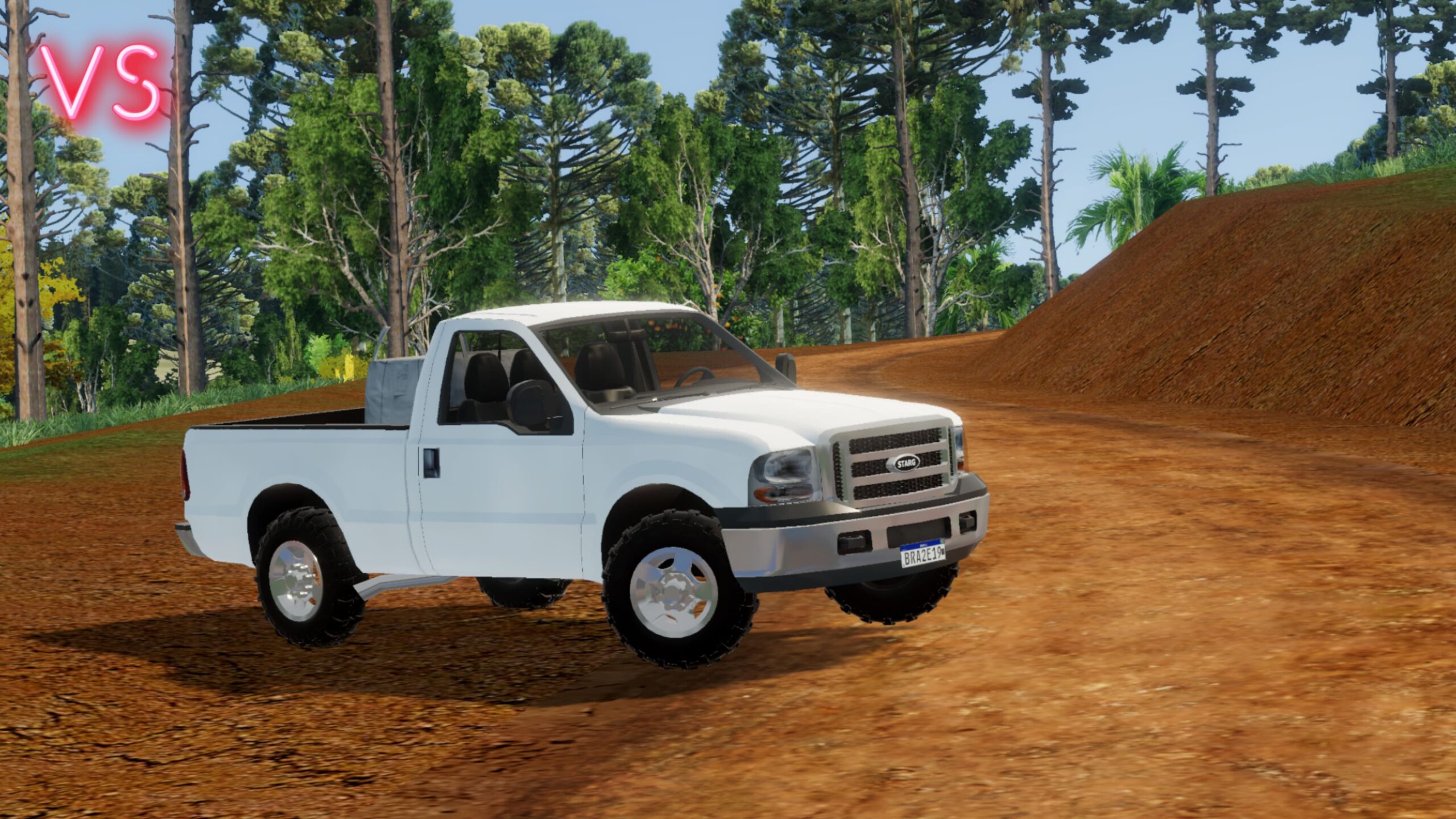 Camionete descendo estrada de terra