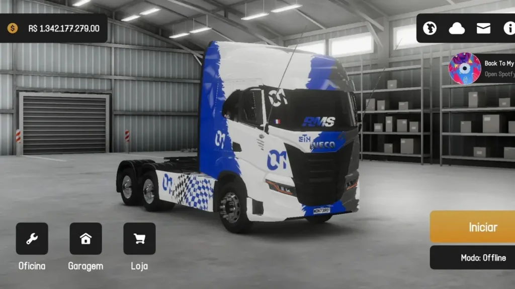 Print da Garagem do Global truck com tudo desbloqeuado