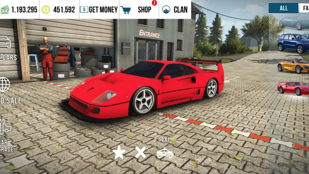 Garagem com todos os carros disponiveis e Dinheiro Infinito