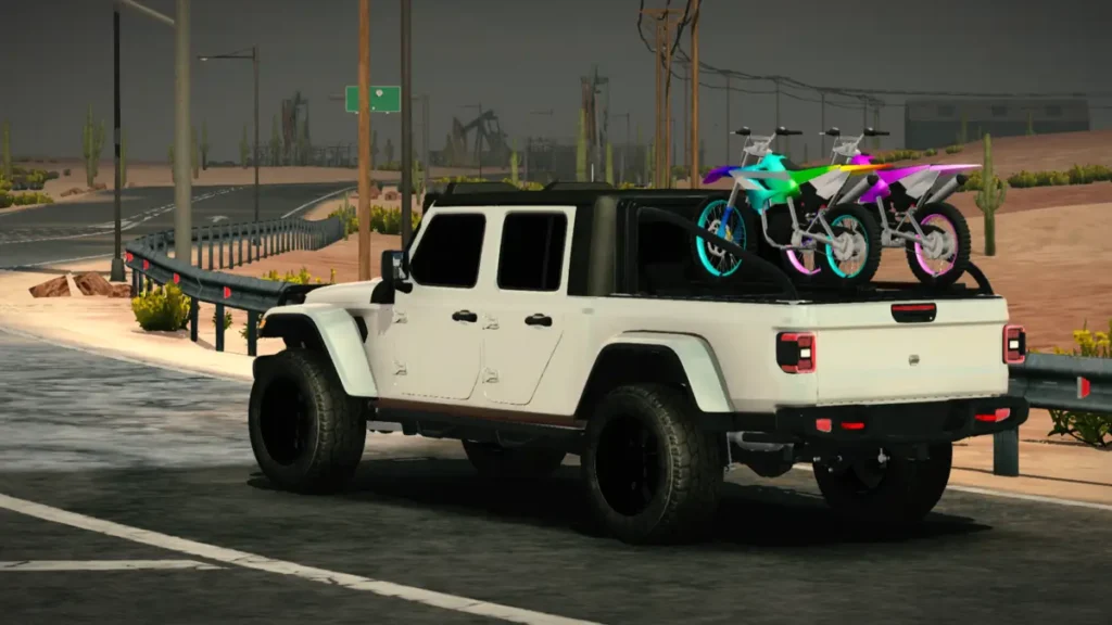 Jeep carregando motos na viagem